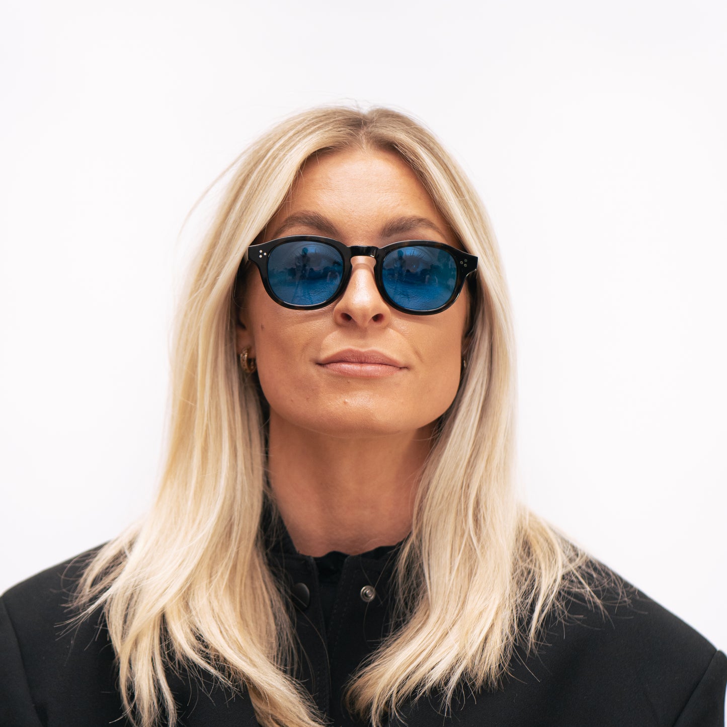 105 Brown Tortoiseshell Frame with Blue Lenses