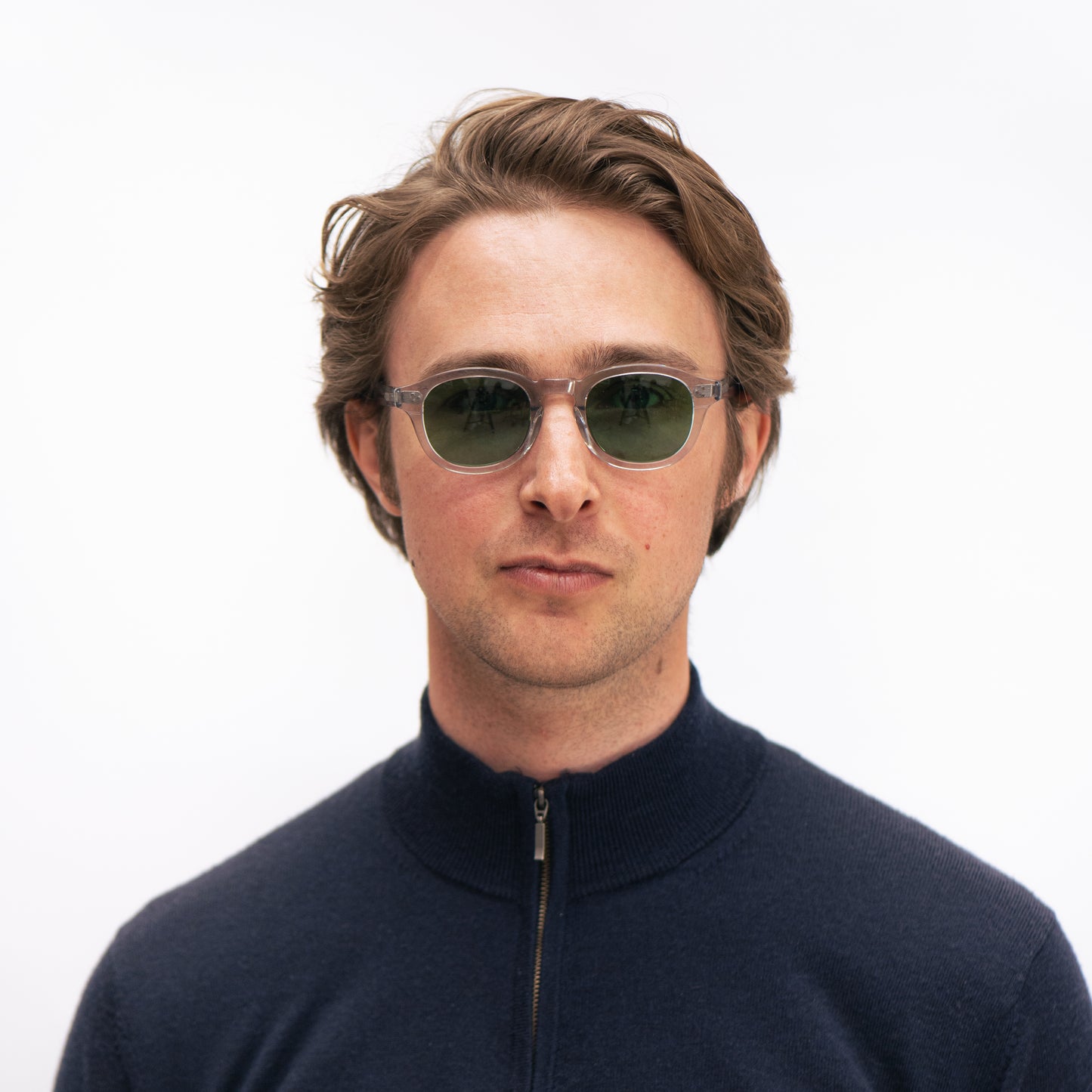 105 Clear Frame with Light Green Lenses