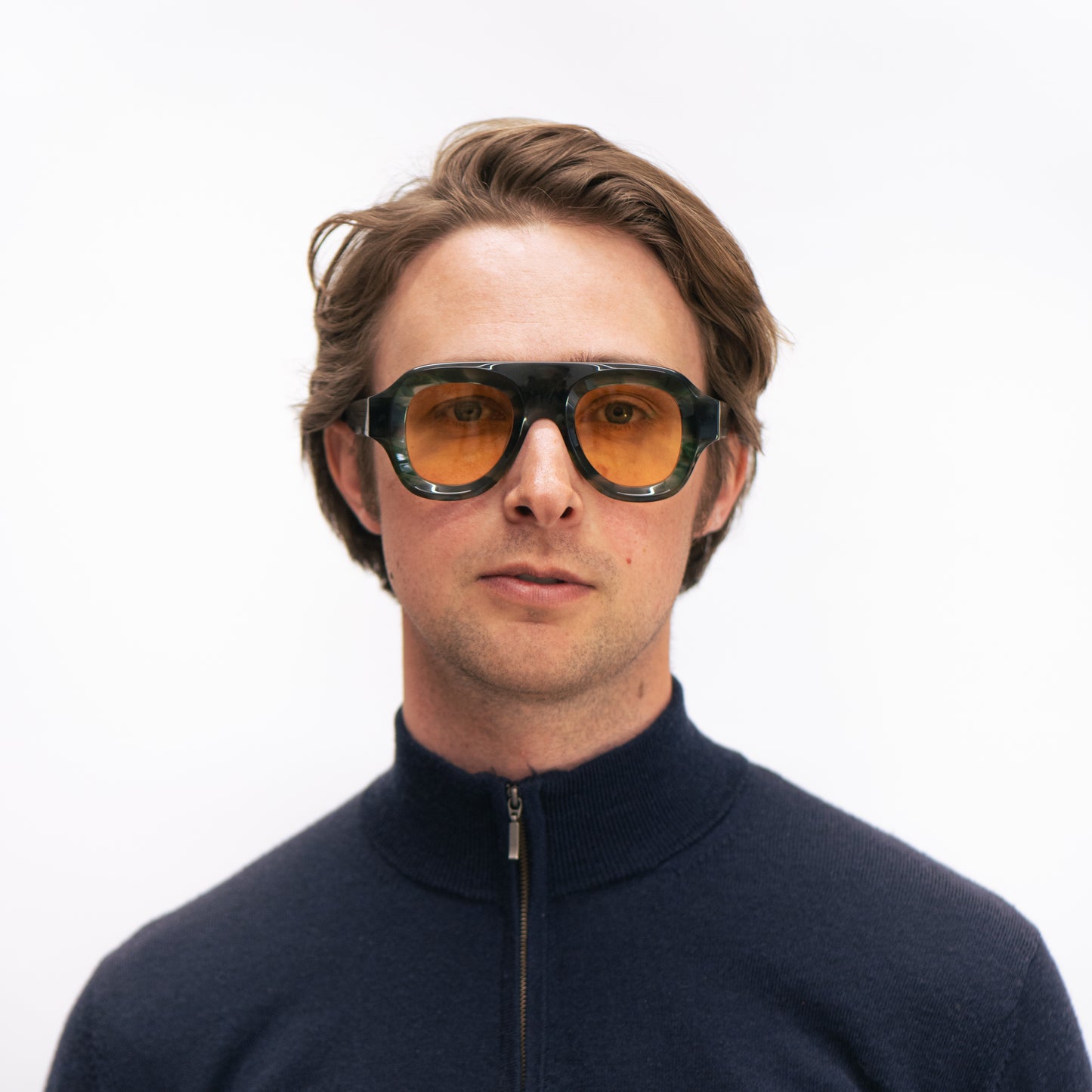 514 Green Marble Frame with Yellow Lenses