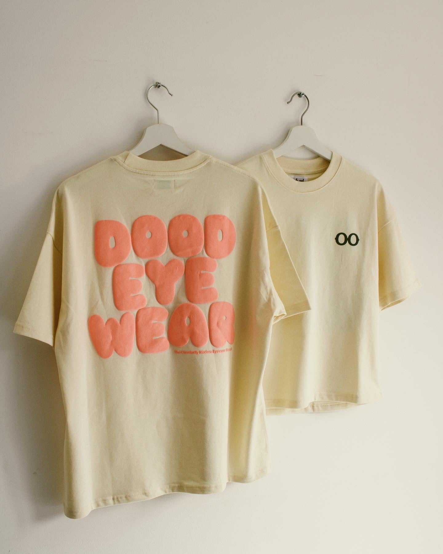 Off White T with Puff Logo in Peach