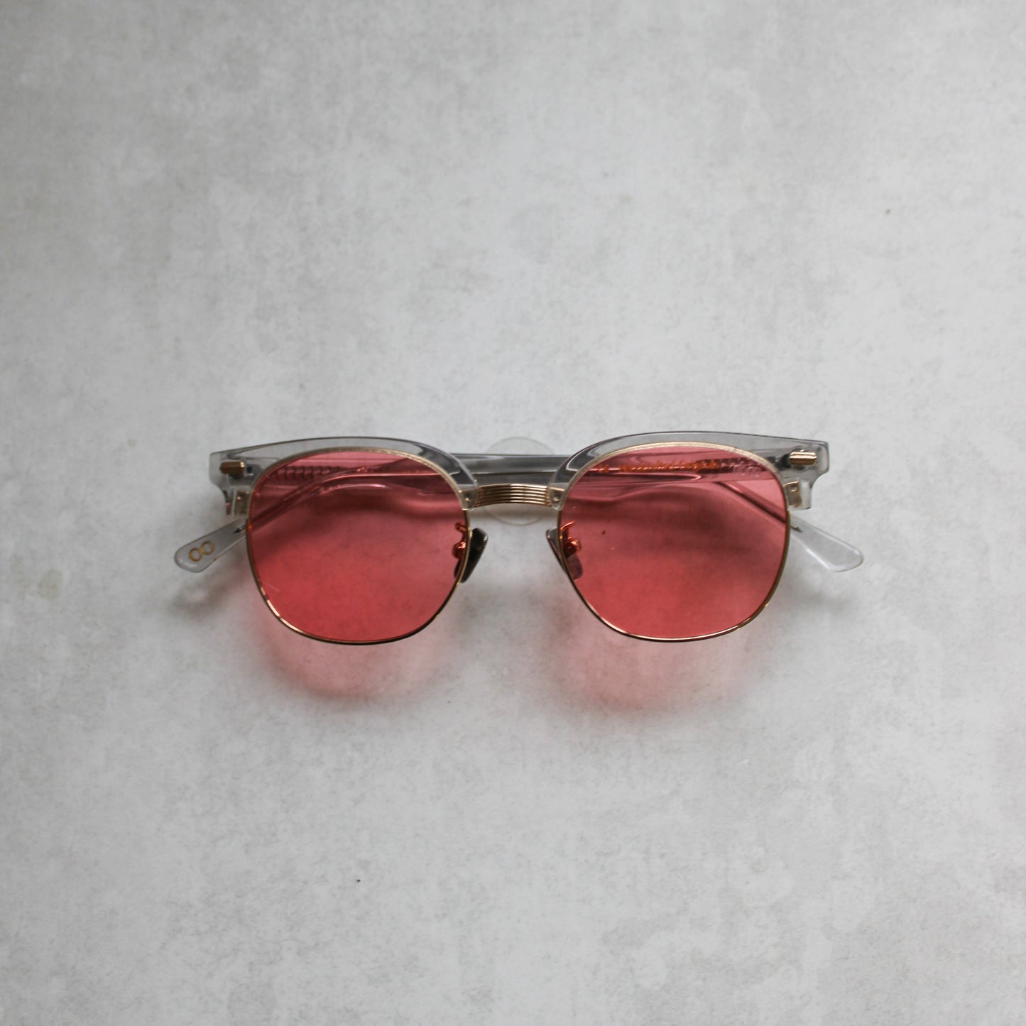 1/1 Clear Frame with Metal Details and Pink Lenses
