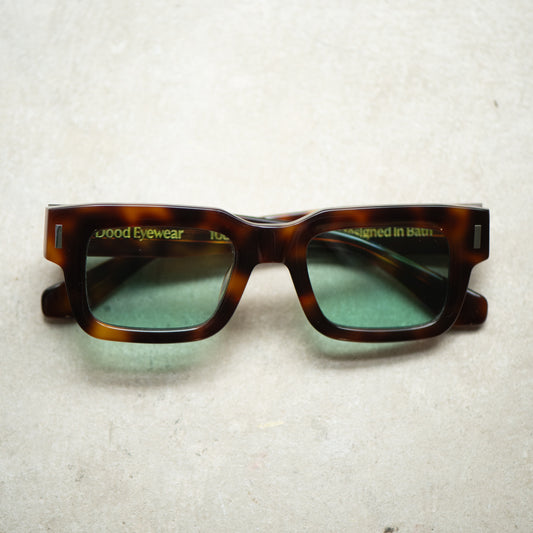 108 Brown Tortoiseshell Frame with Turquoise Lenses