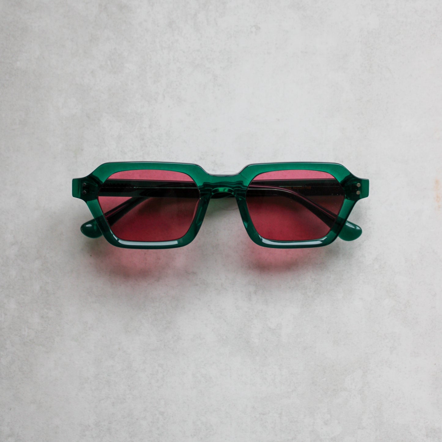 946 Clear Green Frame with Rose Tint Lenses