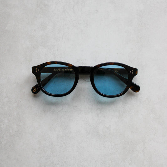 105 Brown Tortoiseshell Frame with Blue Lenses